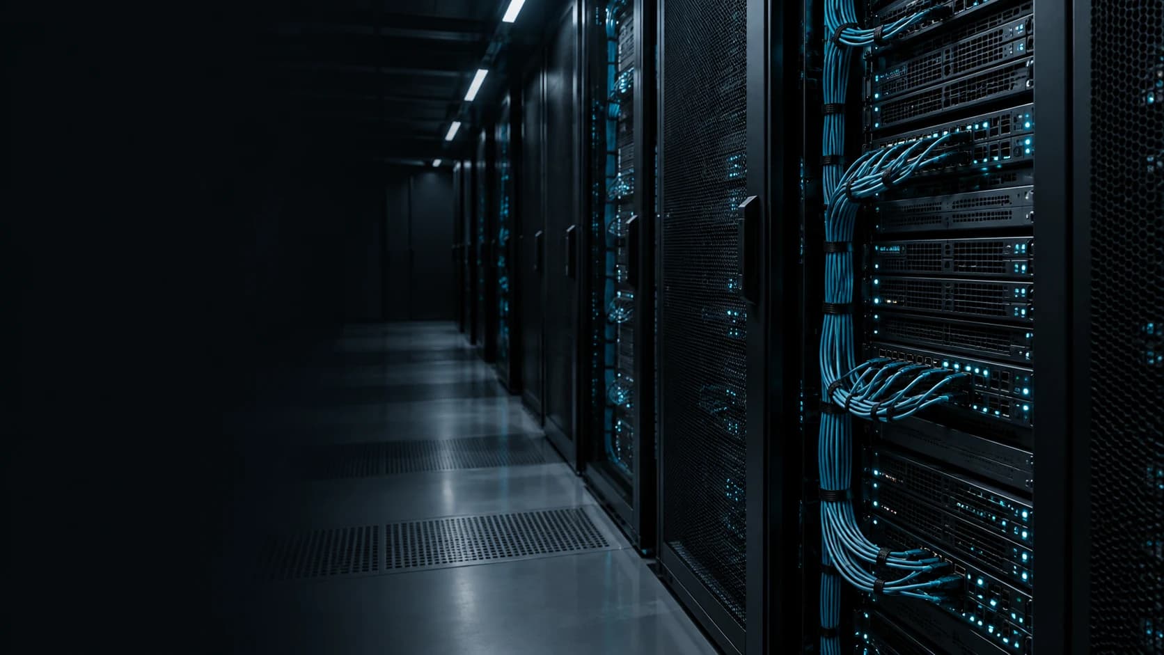 Detalhe ilustrativo de racks em um data center